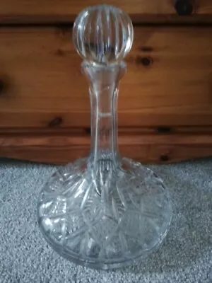 Buy Lead Crystal/Cut Ship Decanter With Stopper, Vintage, Glassware • 5£