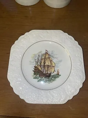 Buy Vintage Ship 8 3/8” Square Plate By  Lord Nelson Pottery Embossed Rim England • 18.99£
