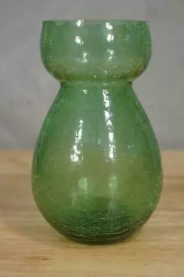 Buy Vintage Studio Art Crackle Glass KANAWHA WV Medium Green Ovoid Flower Vase • 23.03£