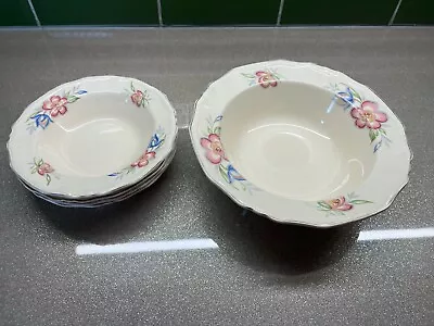 Buy Alfred Meakin Flower Pattern Dessert Set 4 Dishes & Large Bowl Vintage • 6£