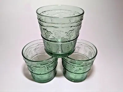 Buy 3x Very Rare Vintage French Green Embossed Glass Drinking Glasses • 38.80£