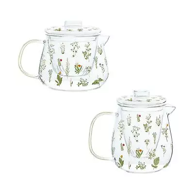 Buy Glass Teapot Flower Pattern With Infuser Tea Kettle Blooming Loose Leaf Hand • 17.11£