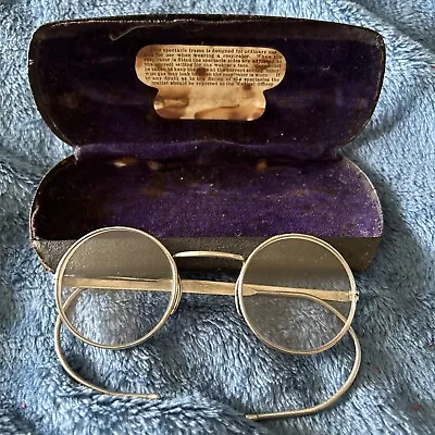 Buy WW2? Vintage Round Glasses Spectacles In Purple Lined Case • 6.50£
