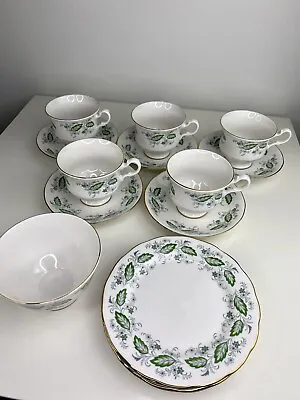 Buy Royal Kent Tea Cups Saucer And Plate Trios Bone China X 5 Vintage Leaf Design • 37.20£