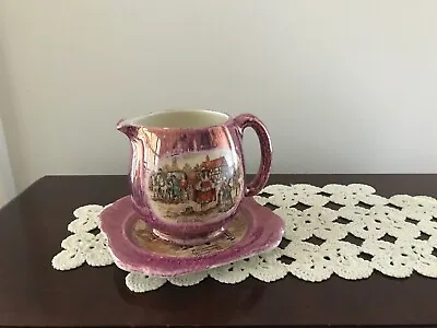 Buy VINTAGE ENGLISH WARE PITCHER And PLATE, 1940s, LANCASTER / L And SONS LTD / PINK • 17.07£