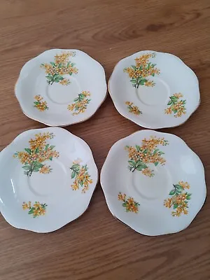Buy Foley China 4 Saucers With Pretty Yellow Flowers Pattern No. V2671 • 5.50£