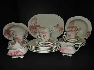 Buy Vintage Myott Son And Company  Red Homeland  Multisided China Set Made In Englan • 755.99£