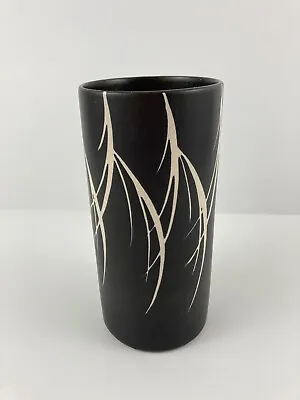 Buy Vintage 1960s Pottery Cylinder Black Flower Vase Wood Branches Retro Decor • 21.18£