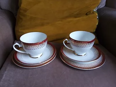 Buy Vintage Royal Grafton Majestic ( Maroon / Red ) 2 X Trios : Cup Saucer & Plate  • 14£