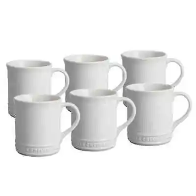 Buy Le Creuset Stoneware Set Of 6 Mugs, 14 Oz (400 Ml) Each, White, Brand New In Box • 108.05£