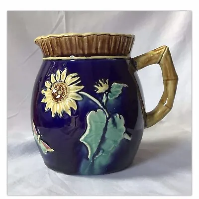 Buy Antique English Majolica Sunflower Jug Early Victorian • 28£