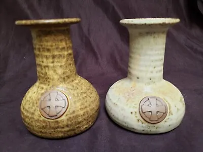 Buy 2 Fangfoss Pottery Vases Celtic Cross 4.25  Tall York UK 1970s/80s Marked FP EUC • 30.35£