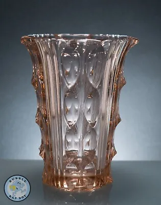 Buy Art Deco Czech Bohemian Pink Glass Vase • 75£