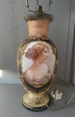 Buy Antique Opaline Glass Portrait Vase Lamp • 30£
