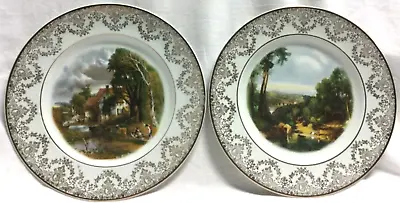 Buy Vintage Alfred Meakin Two Multicoloured Gold Rimmed Plates Glo-White Ironstone • 15£