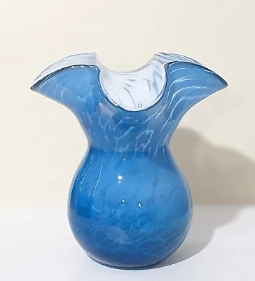 Buy Mtarfa Glass Blue & White Art Vase Signed • 9.99£