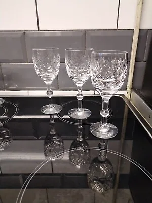 Buy 3x Royal Doulton Crystal Georgian Cut Pattern Hock Glasses - Signed 16.5cm  • 30£