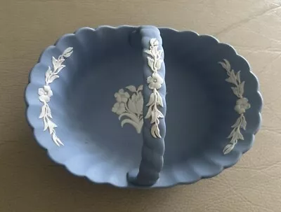 Buy Wedgwood Blue Jasperware Small Basket Floral Design • 48£