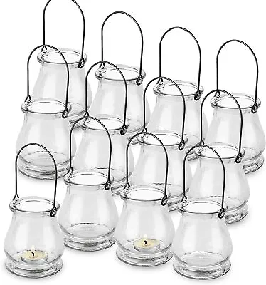 Buy 12 Pack Hanging Glass Tea Light Coloured/Clear Oyster Votive Candle Holder • 22.49£