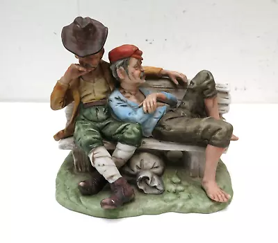 Buy Rare Vintage Capodimonte (?) Porcelain Figurine Drunk Men On Bench 18 X 16 Cm • 13.99£