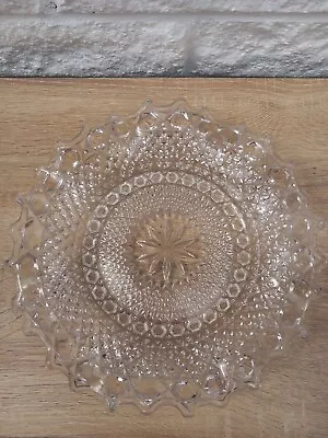 Buy Vintage Sowerby Art Deco Pressed Glass Clear Fluted & Ruffled Edged Bowl • 6£