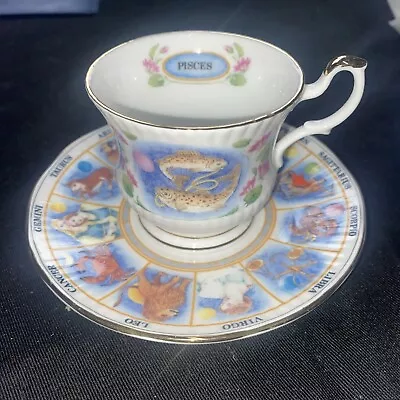Buy Vintage Fine Bone China, Queens Zodiac Pisces Tea Cup And Saucer • 24.99£