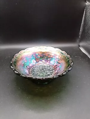 Buy Carnival Glass Bowl Irredescent Amethyst Green 5in Diameter  2in Tall • 35£
