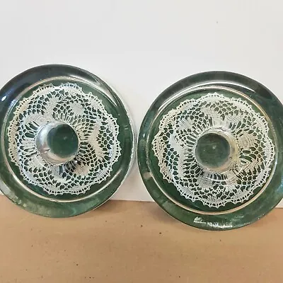 Buy Glass Candlestick Holders With Doilies Retro Candle Stick Bases Vintage • 9.95£