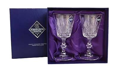 Buy Edinburgh Crystal Glasses With Engraved Golfers, In Original Box • 20£