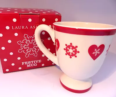 Buy Laura Ashley Christmas Red White Snowflake Heart Scandi Style Mug NIB • 12.99£