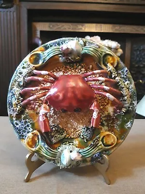 Buy Vintage Majolica Palissy Crab Wall Plate Portuguese  19cm Diameter • 98£