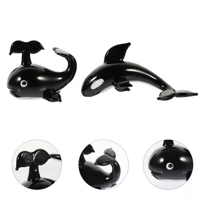Buy  2 Pcs Blown Glass Decor Ocean Animals Toys Crystal Whale Ornament Delicate • 11.98£