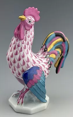 Buy 🦋 MiNT HEREND ROOSTER Raspberry Fishnet Bird Figurine ($435 Retail) • 245.72£