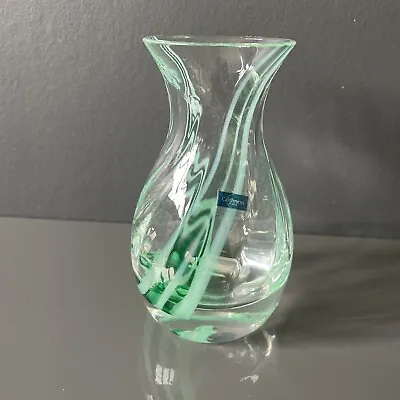 Buy Vintage Caithness Glass Vase Flamenco Posy Bud Green Swirl Handmade Scotland • 8£