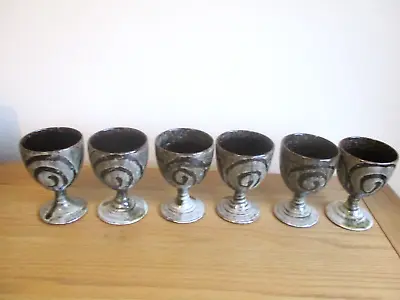 Buy Vintage Studio WOBURN Pottery Goblets With Swirl Design Set Of 6 1970s RETRO • 24.99£