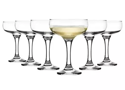 Buy Rink Glass Champagne Saucers 235ml 1920s Retro Art Deco Glasses X6 • 14.99£