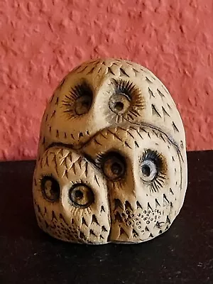 Buy Vintage Studio Pottery Stoneware Stylised Owl Family Ornament • 12.50£
