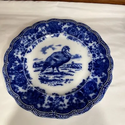 Buy Ridgways Staffordshire Flow Blue Turkey Dinner Plate 10  Antique England  MINT • 66.36£