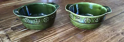 Buy 2 X Lord Nelson Pottery  Soup Bowl Green Retro Celtic Design FL-25 • 24£