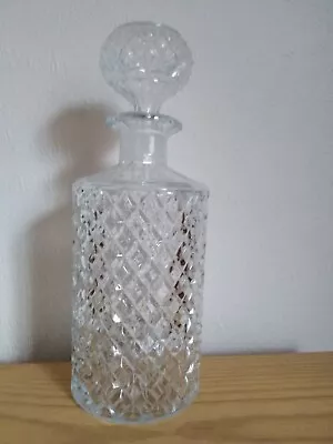 Buy Cylindrical Cut Glass Decanter With Stopper • 7.50£