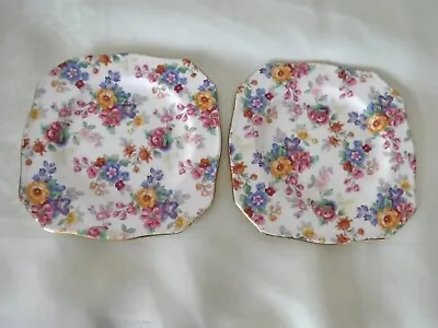 Buy 2 Royal Winton Cotswold Chintz Plates - 5.25  Square • 10£