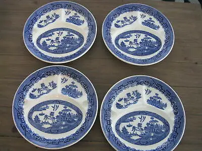 Buy Set Of 4 Grindley Hotel Ware Willow Blue Grill Plates • 31.65£