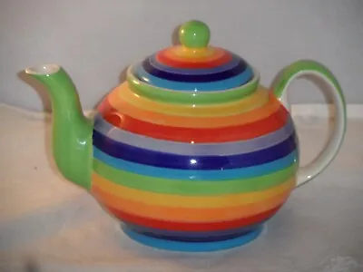 Buy Windhorse Design Tea Pot Rainbow Stripes Ceramic Hand Painted 16cms High VGC • 9.99£