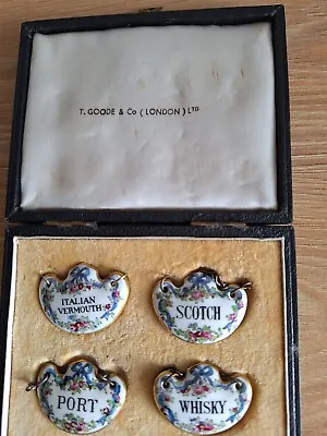 Buy 4 Crown Staffordshire Vintage China Decanter Labels In T Goode & Co Box • 32.99£