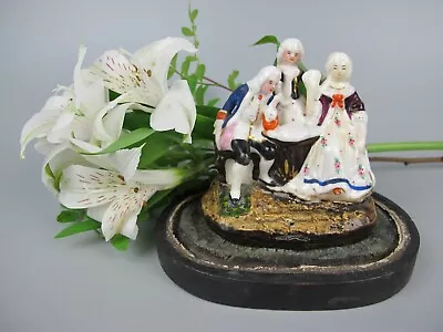 Buy Staffordshire Pottery Figurine. Group Of Ladies And Gents Playing Cards. Vintage • 8.99£