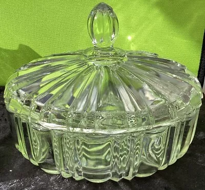 Buy Vintage  CZECH  Pressed Cut Glass Lidded Large Candy Dish • 22£