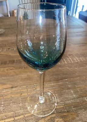 Buy Pier 1 Crackle Stemmed Wine Glasses Turquoise Aqua Blue 9 Inch • 18.34£