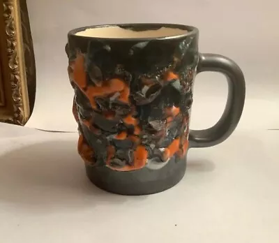 Buy Very Rare Vintage Orange Fat Lava Mid 20th Century Mug 1960/70's Studio Pottery  • 14.95£