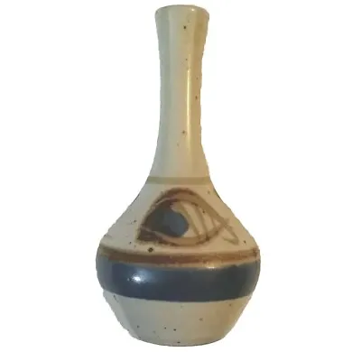 Buy Vintage Otagiri OMC Japan Blue Brown Speckled Stoneware Hand Painted Bud Vase 5  • 11.99£