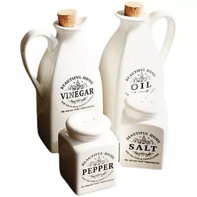 Buy Ceramic Oil & Vinegar Dispenser Set For Kitchen (White)-RL • 24.85£